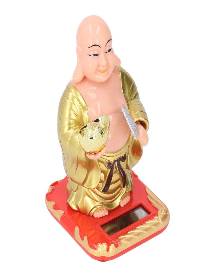 Sunicon Standing Maitreya Buddha Solar Ornaments, Light Energy Sensing Automatically Wave Hand Nod Head Car Dashboard Ornament Home Wealth Health Lucky Ornaments - Image 1